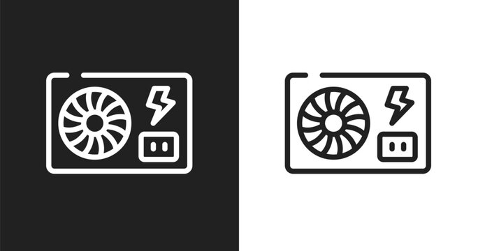 Psu icon. Linear black, white icon from electronic devices fill collection. Outline psu vector. Thin line symbol isolated on white and black background