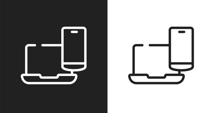 Multiple resolutions icon. Linear black, white icon from responsive web collection. Outline multiple resolutions vector. Thin line symbol isolated on white and black background