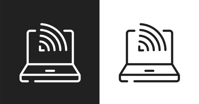 Wireless conection icon. Linear black, white icon from material devices collection. Outline wireless conection vector. Thin line symbol isolated on white and black background