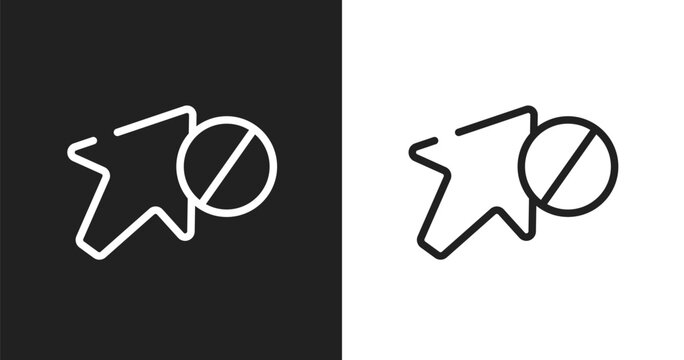 Forbidden sign icon. Linear black, white icon from cursors and pointers collection. Outline forbidden sign vector. Thin line symbol isolated on white and black background