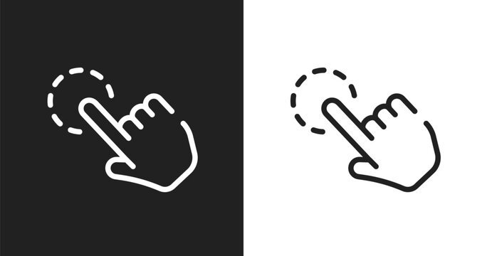 Click gesture icon. Linear black, white icon from cursors and pointers collection. Outline click gesture vector. Thin line symbol isolated on white and black background