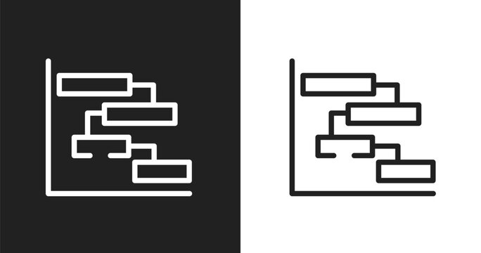 Chart gantt icon. Linear black, white icon from computer and media collection. Outline chart gantt vector. Thin line symbol isolated on white and black background