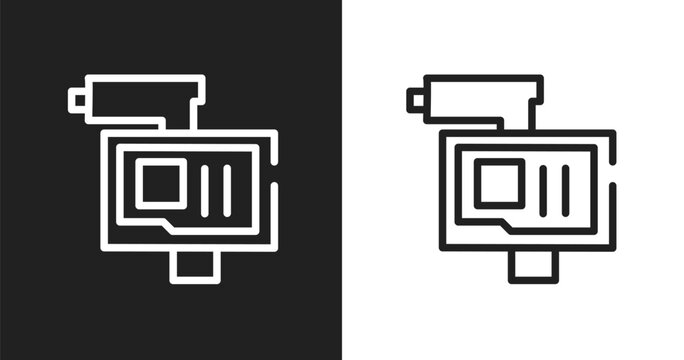 Online robbery icon. Linear black, white icon from cyber robbery collection. Outline online robbery vector. Thin line symbol isolated on white and black background