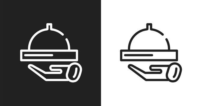 Hotel service icon. Linear black, white icon from computer & business collection. Outline hotel service vector. Thin line symbol isolated on white and black background