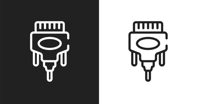 Dvi icon. Linear black, white icon from computer and data collection. Outline dvi vector. Thin line symbol isolated on white and black background