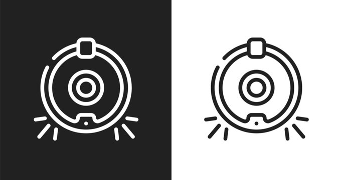Robot vacuum cleaner icon. Linear black, white icon from ai for earth collection. Outline robot vacuum cleaner vector. Thin line symbol isolated on white and black background