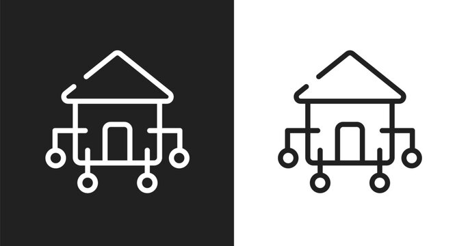 Domotics icon. Linear black, white icon from ai for earth collection. Outline domotics vector. Thin line symbol isolated on white and black background