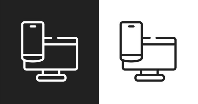 Responsive website icon. Linear black, white icon from seo collection. Outline responsive website vector. Thin line symbol isolated on white and black background