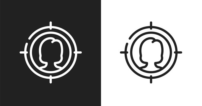 Target audience icon. Linear black, white icon from seo collection. Outline target audience vector. Thin line symbol isolated on white and black background
