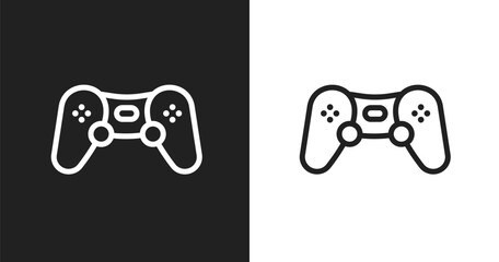 Computer game icon. Linear black, white icon from computer applications collection. Outline computer game vector. Thin line symbol isolated on white and black background © VectorStockDesign