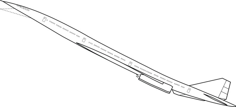 Supersonic Jet Mach Vector Outline Illustration High-Speed Aircraft Design
