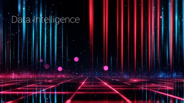 Dynamic digital tech background with the words Data intelligence. A futuristic design representing AI, big data networks
