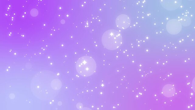 紫のグラデーションに光の粒子が漂う、幻想的で柔らかなアニメーション背景