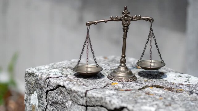 Scales of Justice: Bronze Balance on Stone, Symbolizing Law and Fairness