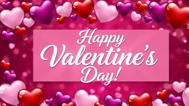 Happy valentines day greeting with hearts border