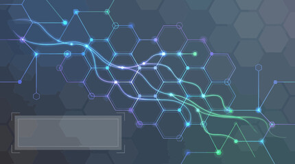 Obraz premium Futuristic Digital Data Network Background with Glowing Hexagons