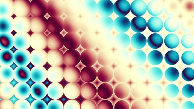 Dynamic polka dot animation with vibrant brown and teal circles on white, perfect for a modern cheerful background or playful