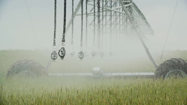 industrial sprinkler nozzles spraying water in fog