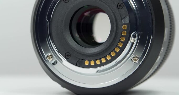 Close view of Micro Four Thirds macro mount, tilt view video