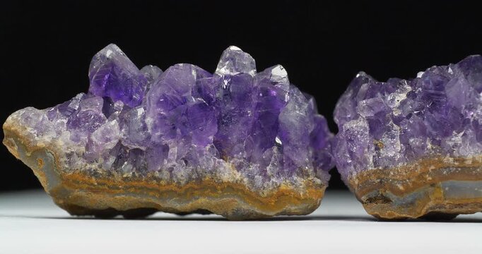 Amethyst gemstone, violet quartz variety often used in rings, necklaces, and jewelry. Violet amethyst crystal, popular semiprecious stone for decorative jewelry