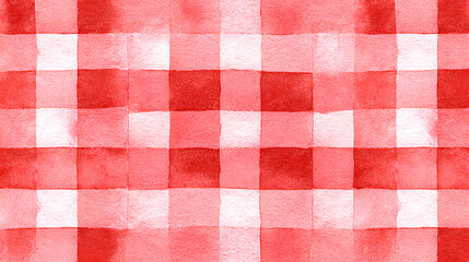 Seamless hand painted red gingham check pattern with soft watercolor texture. Warm cheerful plaid background ideal for fabric, wallpaper, packaging, stationery, kitchen and summer designs Stock Vector © suldev