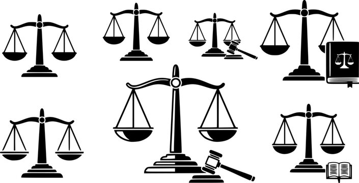 scales of justice icon set vector
