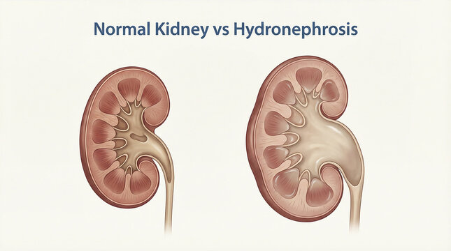Normal Kidney vs Hydronephrosis Medical Anatomy Comparison