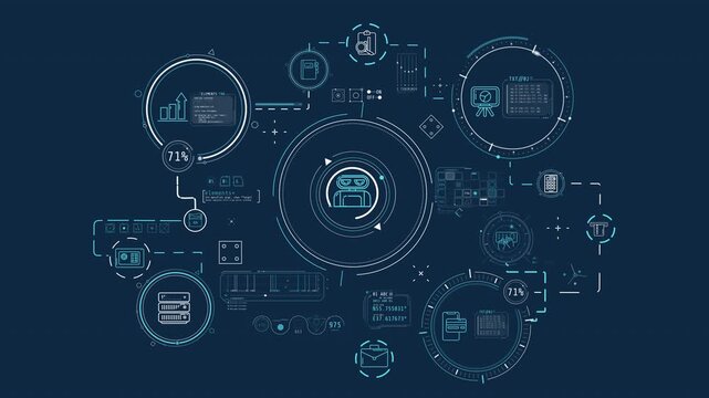 Infographics about AI data management in animated schema.