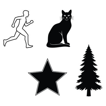 Black and white cats with star silhouettes cute vector illustration icon design