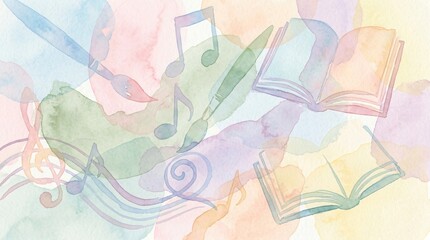 Obraz premium a watercolor background with music notes