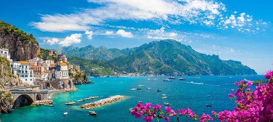 Landscape with Atrani town at famous amalfi coast, Italy © madison