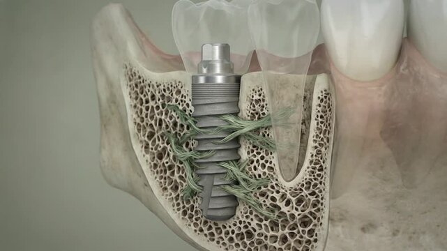 A tooth with a screw in it