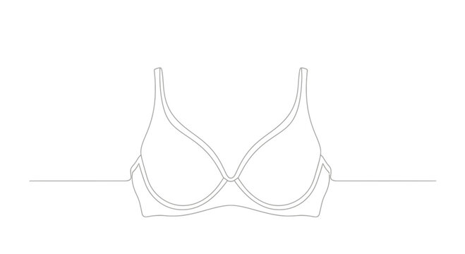 Minimalist continuous line art illustration of a women's intimate undergarment bra design for