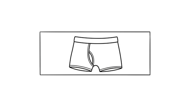 Minimalist line art illustration of men's modern underwear boxer briefs for fashion design concepts