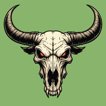 horned bull skull vector illustration
