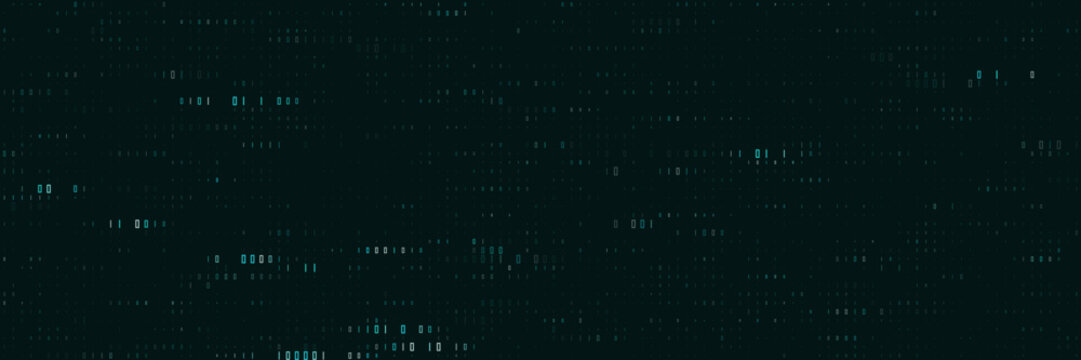 Abstract binary code background representing an encrypted blockchain ledger for fintech security