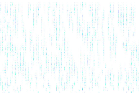 Clean light blue binary code digital rain for fintech data stream and algorithm