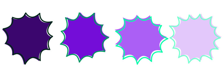 Purple Comic Book Speech Bubbles, Retro Pop Art Explosion Stickers, Graphic Design Elements © SimpleDesignStudio