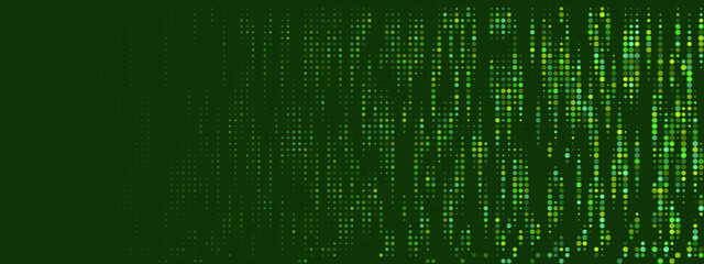 Obraz premium Green Matrix Digital Rain Background, Cyber Security Data Stream, Binary Code Concept