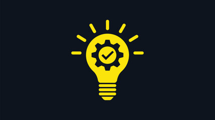 Innovation icon, light bulb with gear and check mark, vector illustration, success, idea validation, workflow efficiency and creative solution concept. © Mobarok Hossen Munna