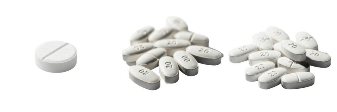 Paroxetine tablets SSRI antidepressant medication isolated on white background oral tablets pharma drug for depression anxiety panic disorder and social anxiety therapy