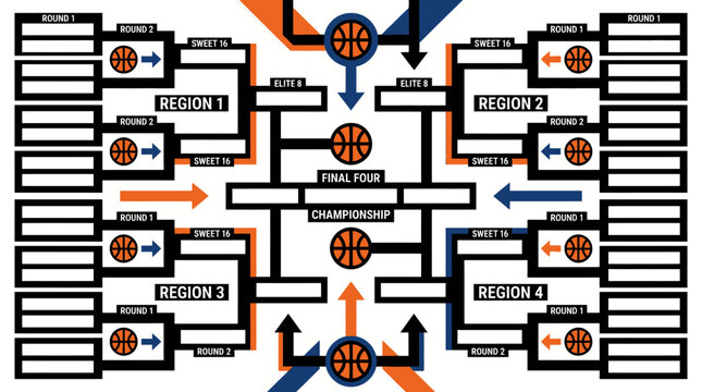 basketball tournament bracket diagram chart. Vector Illustrations. EPS Editable