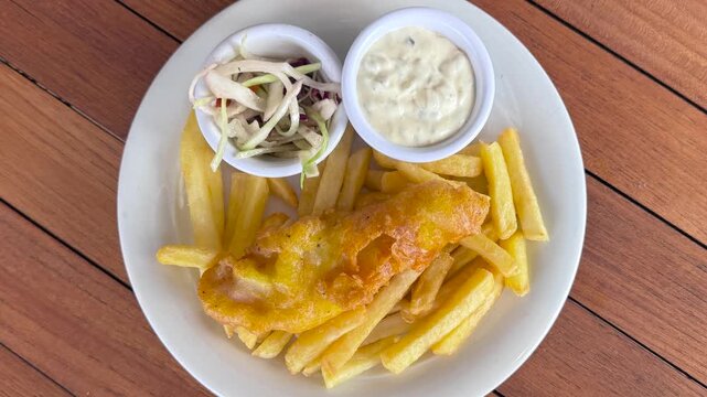 Rotating Plate of Fish and Chips