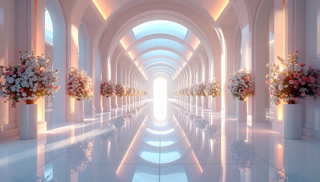 Luxury Elegant Hallway with Arches and Soft Light