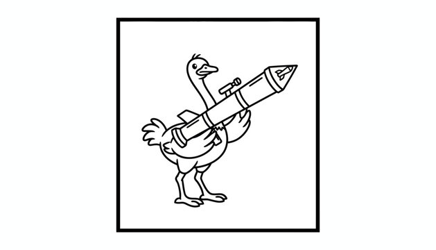 Funny Goose Holding Rocket Launcher - Cartoon Style