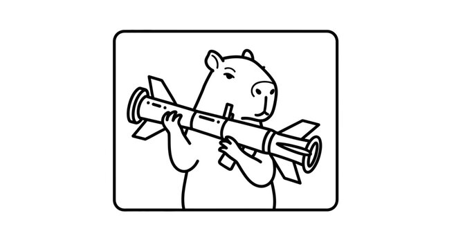 Funny Capybara Holding Rocket Launcher - Cartoon Style