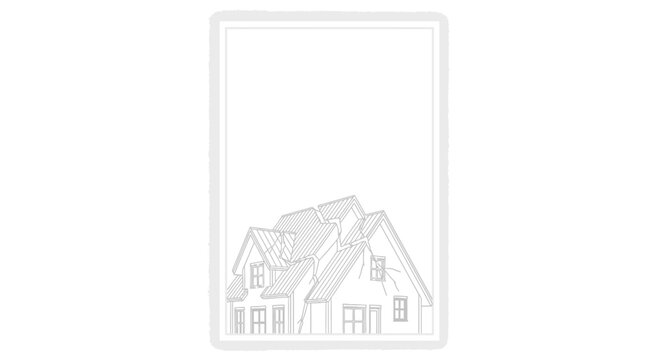 Minimalist line art illustration of a modern gabled house, simple yet elegant architectural drawing