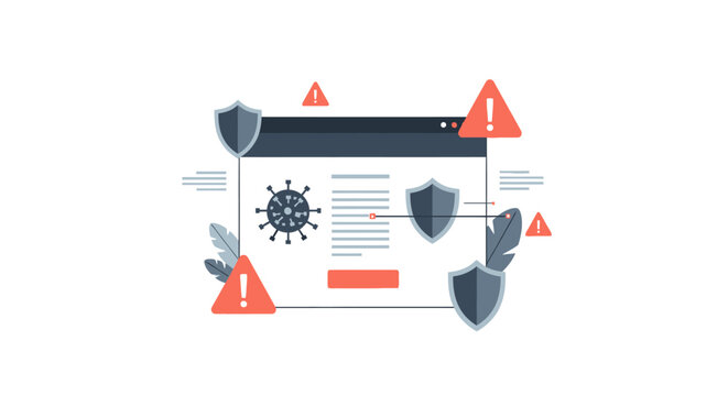 Cybersecurity threat alert system online. Vector Illustrations. EPS Editable