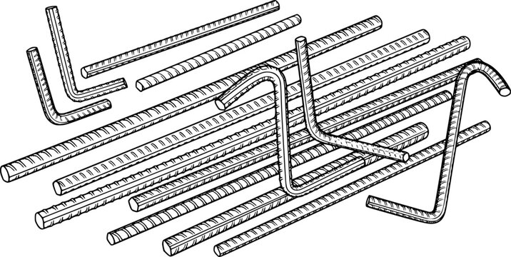 Detailed illustration of rebar steel construction materials