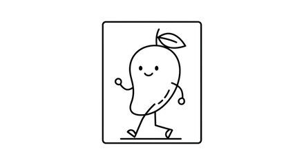 Fototapeta premium Cute Walking Mango Character, Funny Fruit Mascot, Healthy Food Vector